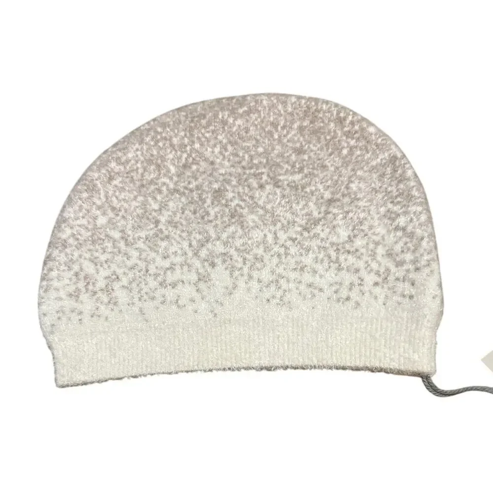Barefoot Dreams CozyChic Lite Confetti Beanie Hat Cream Taupe Ribbed Slouchy NWT